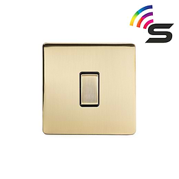 The Savoy Collection Brushed Brass 1 Gang 150W Smart Rocker Switch Black Insert