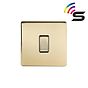 The Savoy Collection Brushed Brass 1 Gang 150W Smart Rocker Switch Black Insert