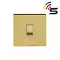 The Savoy Collection Brushed Brass 1 Gang 150W Smart Rocker Switch White Insert