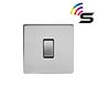 The Lombard Collection Brushed Chrome 1 Gang 150W Smart Rocker Switch Black Insert