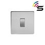 The Lombard Collection Brushed Chrome 1 Gang 150W Smart Rocker Switch White Insert