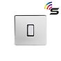The Finsbury Collection Polished Chrome 1 Gang 150W Smart Rocker Switch Black Insert