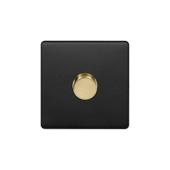 Soho Fusion Matt Black & Brushed Brass 1 Gang 1000W DC1-10V Dimmer Switch