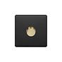 Matt Black and Brass 1 Gang Dimmer Switch
