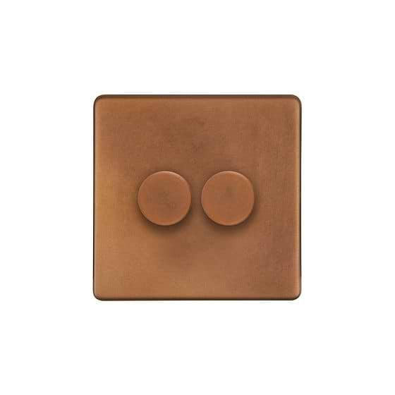 The Chiswick Collection Antique Copper 2 Gang 1000W DC1-10V Dimmer Switch