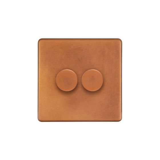 The Chiswick Collection Antique Copper 2 Gang 2 -Way Intelligent Dimmer 150W LED (300W Halogen/Incandescent)