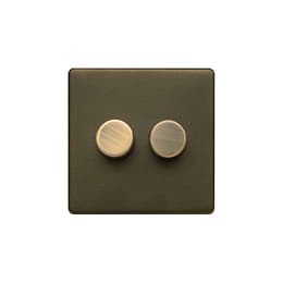 The Eton Collection Bronze 2 Gang 2 -Way Intelligent Dimmer 150W LED (300W Halogen/Incandescent)