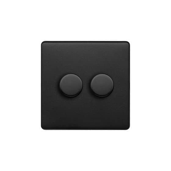 Soho Lighting Matt Black 2 Gang 1000W DC1-10V Dimmer Switch