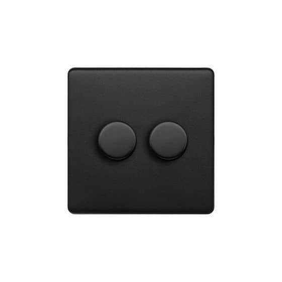 The Camden Collection Matt Black 2 Gang 400W LED Dimmer Switch