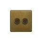 The Belgravia Collection Old Brass 2 Gang Intelligent Trailing Dimmer Switch 150W LED (300w Halogen/Incandescent)