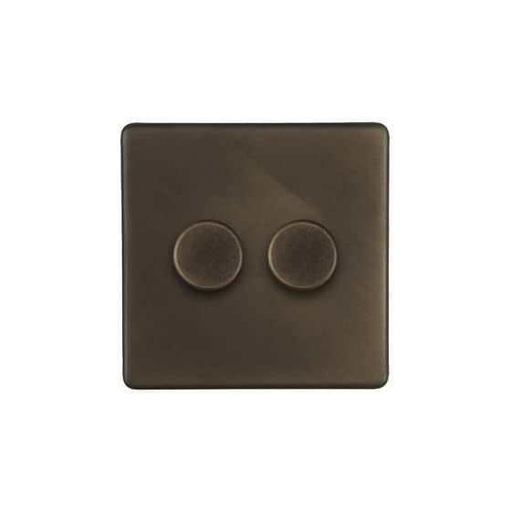 The Westminster Collection Vintage Brass 2 Gang 2 -Way Intelligent Dimmer 150W LED (300w Halogen/Incandescent)