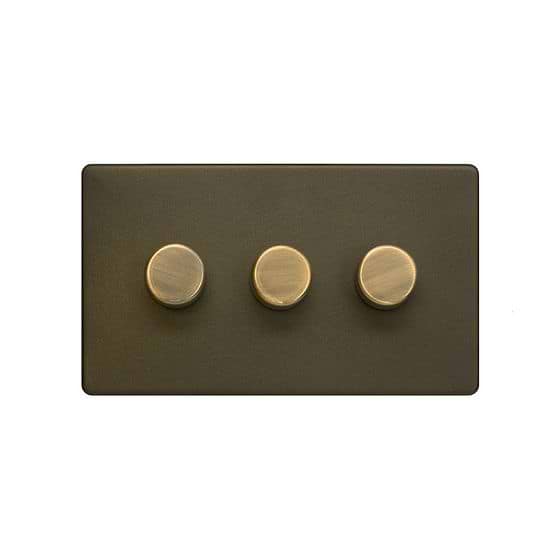 The Eton Collection Bronze 3 Gang Intelligent Trailing Dimmer Screwless 150W LED (300W Halogen/Incandescent)