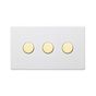 Soho Lighting Primed Paintable 3 Gang 2 -Way Intelligent Dimmer 150W LED (300w Halogen/Incandescent) with Brushed Brass Switch