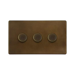The Westminster Collection Vintage Brass 3 Gang Intelligent Trailing Dimmer Switch 150W LED (300w Halogen/Incandescent)