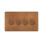 The Chiswick Collection Antique Copper 4 Gang 2 -Way Intelligent Dimmer 150W LED (300W Halogen/Incandescent)