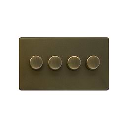 The Eton Collection Bronze 4 Gang 2 -Way Intelligent Dimmer 150W LED (300w Halogen/Incandescent)