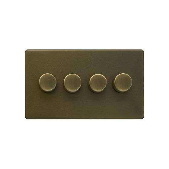 The Eton Collection Bronze 4 Gang 2 -Way Intelligent Dimmer 150W LED (300w Halogen/Incandescent)