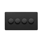 The Camden Collection Matt Black 4 Gang 400W LED Dimmer Switch