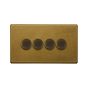 The Belgravia Collection Old Brass 4 Gang Intelligent Trailing Dimmer Switch 150W LED (300w Halogen/Incandescent)