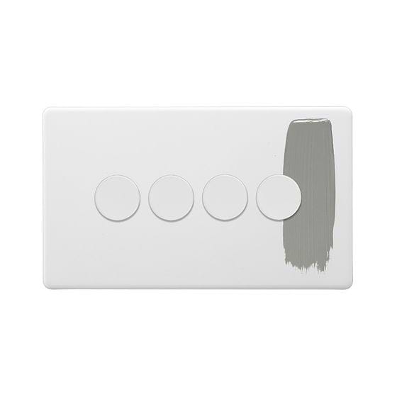Soho Lighting Primed Paintable 4 Gang 2 Way Intelligent Dimmer Switch 150W LED (300w Halogen/Incandescent) with White Switch