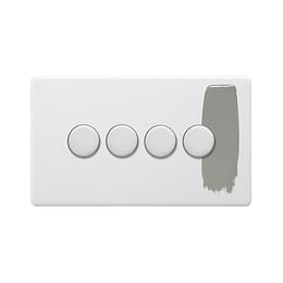 Soho Lighting Primed Paintable 4 Gang 2 -Way Intelligent Dimmer 150W LED (300w Halogen/Incandescent) with Brushed Chrome Switch