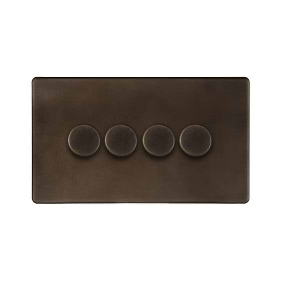 The Westminster Collection Vintage Brass 4 Gang 2 -Way Intelligent Dimmer 150W LED (300w Halogen/Incandescent)