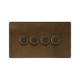 The Westminster Collection Vintage Brass 4 Gang 2 -Way Intelligent Dimmer 150W LED (300w Halogen/Incandescent)