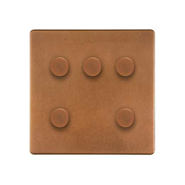 The Chiswick Collection Antique Copper 5 Gang 2 -Way Intelligent Dimmer 150W LED (300W Halogen/Incandescent)