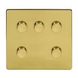 Brushed brass 5 gang dimmer switch