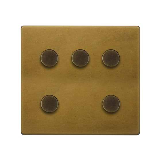 The Belgravia Collection Old Brass 5 Gang 2 -Way Intelligent Dimmer 150W LED (300w Halogen/Incandescent) 