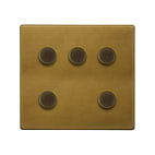 The Belgravia Collection Old Brass 5 Gang 2 -Way Intelligent Dimmer 150W LED (300w Halogen/Incandescent) 