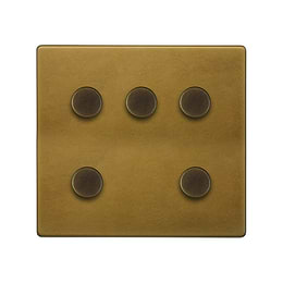 The Belgravia Collection Old Brass 5 Gang Trailing Edge Dimmer Switch 150W LED (300w Halogen/Incandescent) 
