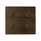 The Westminster Collection Vintage Brass 5 Gang 2 -Way Intelligent Dimmer 150W LED (300w Halogen/Incandescent) 