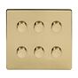 6 Gang Brushed Brass Dimmer Switch