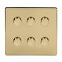 6 Gang Brushed Brass Dimmer Switch