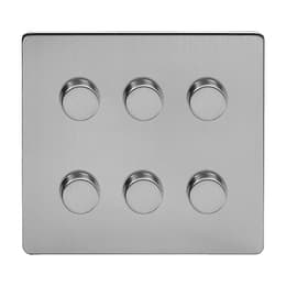 Brushed Chrome 6 Gang Dimmer Switch