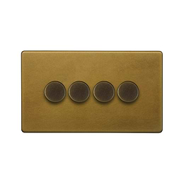 The Belgravia Collection Old Brass 4 Gang 400W LED Dimmer Switch