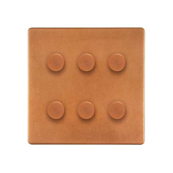 The Chiswick Collection Antique Copper 6 Gang 2 -Way Intelligent Dimmer LED 150W LED (300W Halogen/Incandescent)