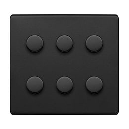 The Camden Collection Matt Black 6 Gang Intelligent Trailing Dimmer Switch Screwless 150W LED (300W Halogen/Incandescent)