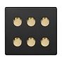 The Camden Collection Matt Black & Brushed Brass 6 Gang 2 -Way Intelligent Dimmer LED 150W LED (300W Halogen/Incandescent)