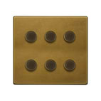 The Belgravia Collection Old Brass 6 Gang 2 -Way Intelligent Dimmer LED 150W LED (300w Halogen/Incandescent)