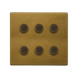 The Belgravia Collection Old Brass 6 Gang Intelligent Trailing Dimmer Switch LED 150W LED (300w Halogen/Incandescent)