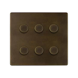 The Westminster Collection Vintage Brass 6 Gang Intelligent Trailing Dimmer Switch LED 150W LED (300w Halogen/Incandescent)