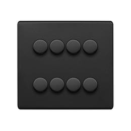 The Camden Collection Matt Black 8 Gang 2-Way Intelligent Dimmer 150W LED (300W Halogen/Incandescent)