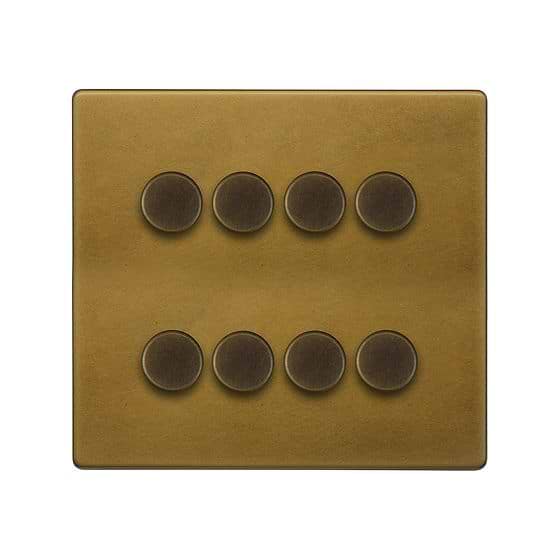 The Belgravia Collection Old Brass 8 Gang 2-Way Intelligent Dimmer 150 LED (300W Halogen/Incandescent)