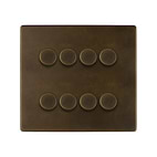 The Westminster Collection Vintage Brass 8 Gang 2 -Way Intelligent Dimmer LED 150W (300w Halogen/Incandesent)