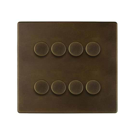 The Westminster Collection Vintage Brass 8 Gang Intelligent Trailing Dimmer Switch LED 150w (300w Halogen/Incandesent)