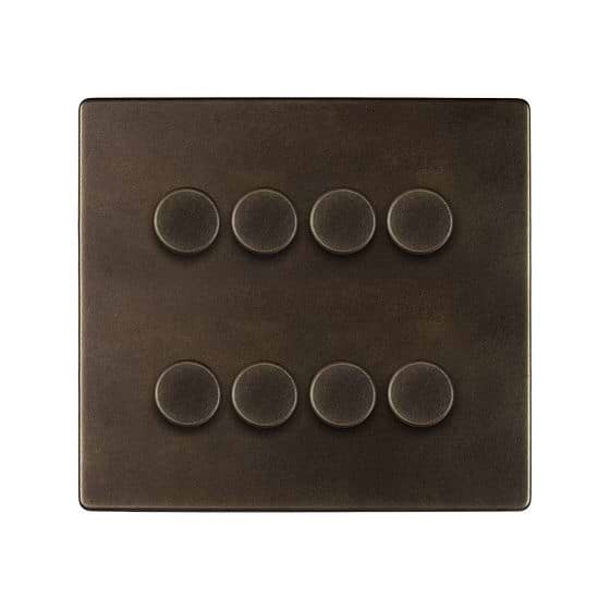 The Westminster Collection Vintage Brass 8 Gang 2 -Way Intelligent Dimmer LED 150W (300w Halogen/Incandesent)