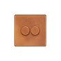 The Chiswick Collection Antique Copper 2 Gang 400W LED Dimmer Switch