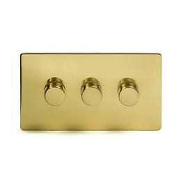 Brushed Brass 3 Gang Dimmer Switch
